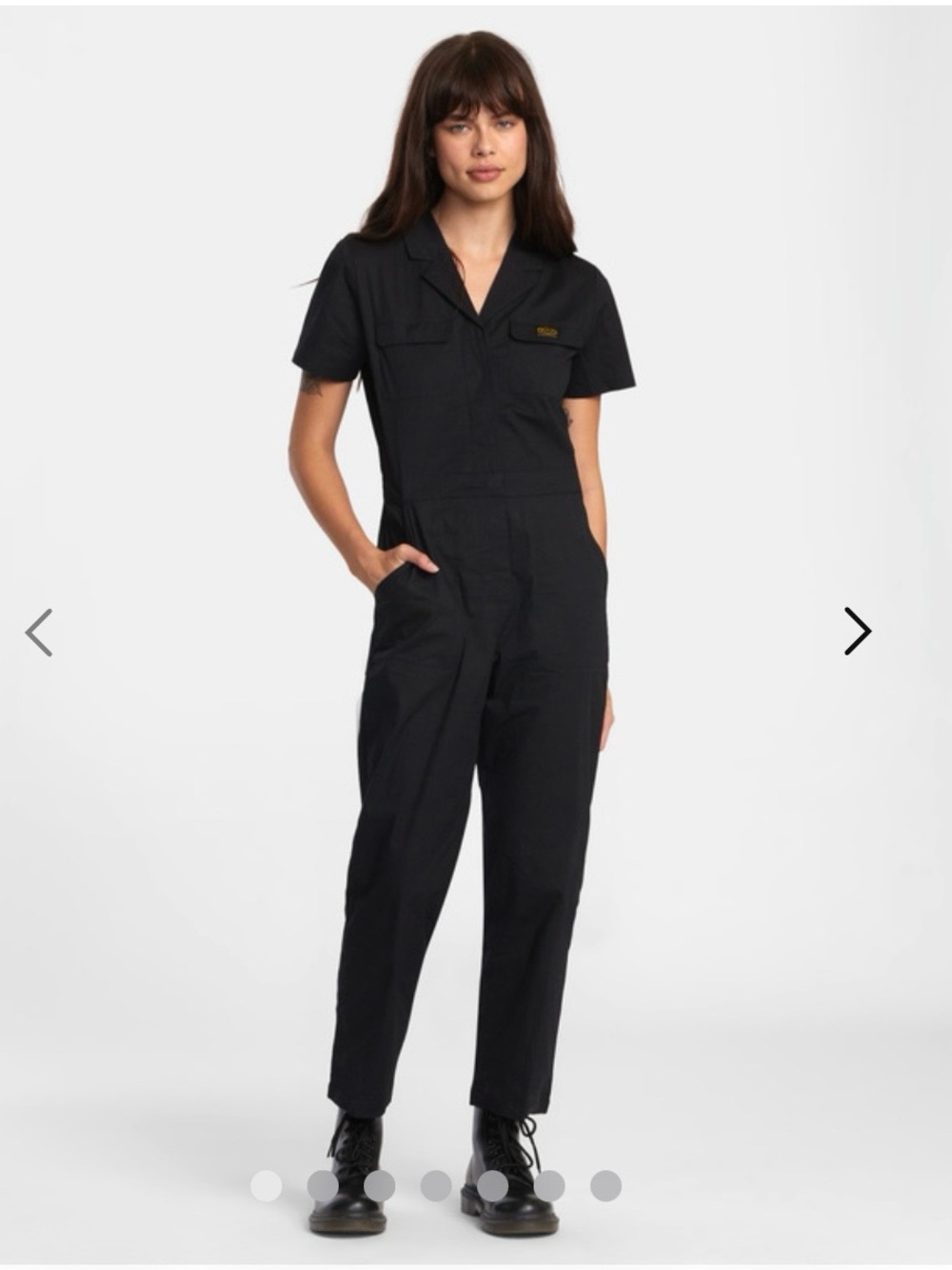 RVCA Black Short-Sleeve Utility Jumpsuit with Chest Pockets